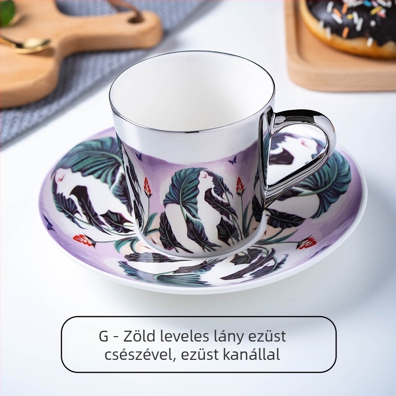 Kreatív tükörfényű kerámia kávéscsésze készlet, európai stílusú tervező arany csészékkel