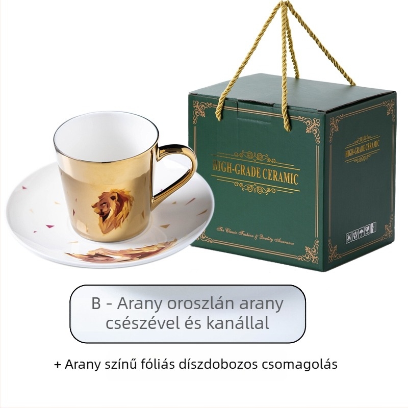 Kreatív tükörfényű kerámia kávéscsésze készlet, európai stílusú tervező arany csészékkel