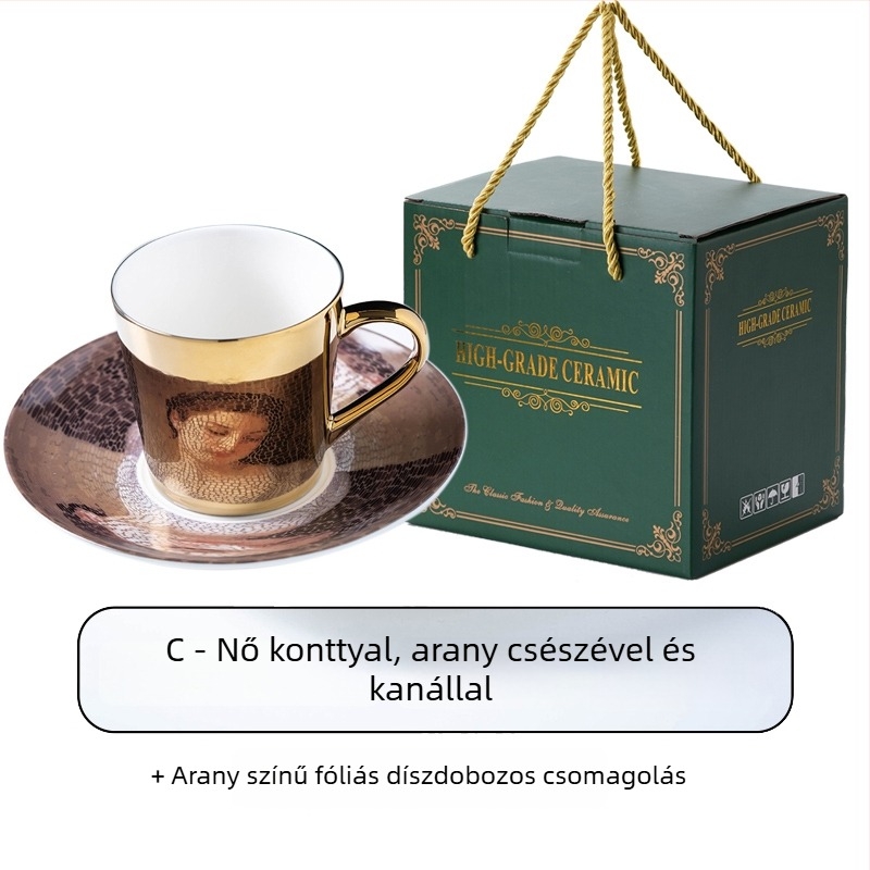 Kreatív tükörfényű kerámia kávéscsésze készlet, európai stílusú tervező arany csészékkel