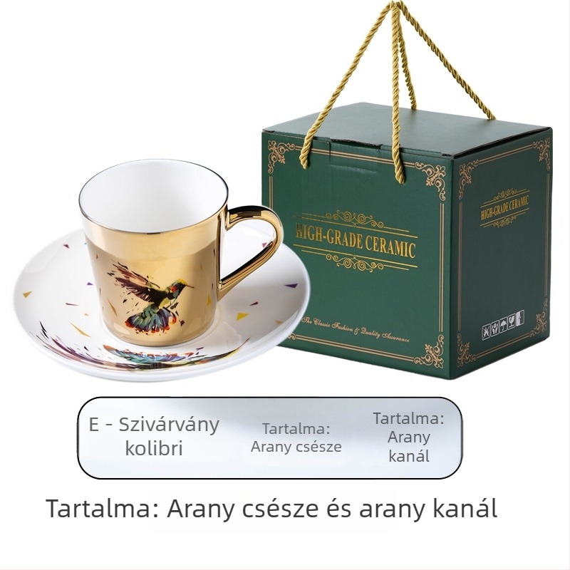 Kreatív tükörfényű kerámia kávéscsésze készlet, európai stílusú tervező arany csészékkel