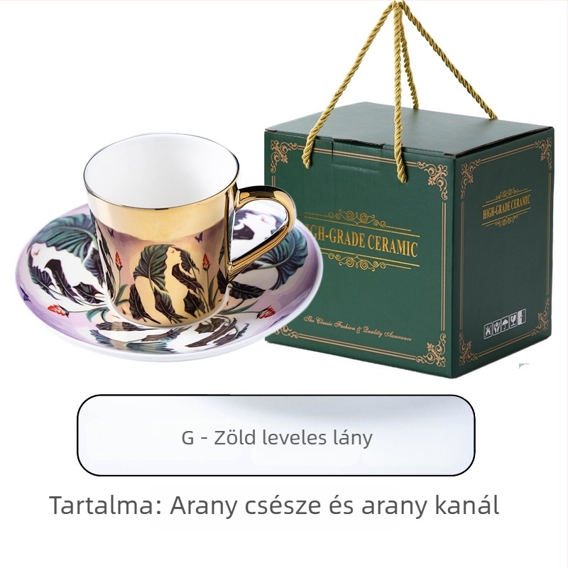 Kreatív tükörfényű kerámia kávéscsésze készlet, európai stílusú tervező arany csészékkel