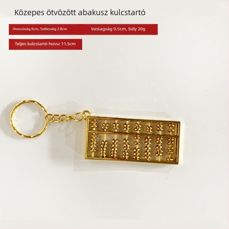Aranyozott ötvözet abakusz kulcstartó, utazási szuvenír