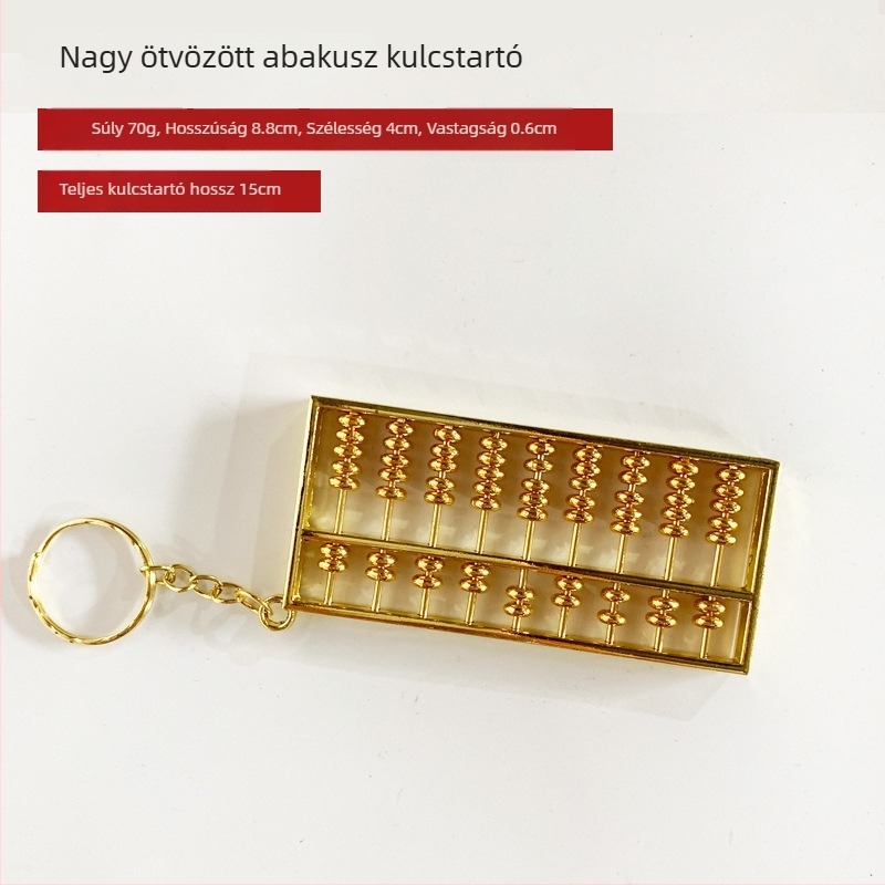 Aranyozott ötvözet abakusz kulcstartó, utazási szuvenír