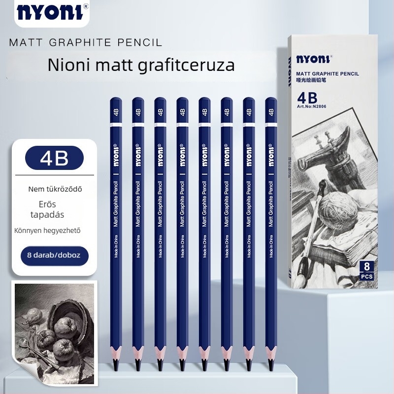 Nyoni matt rajzceruzák 2B skiccekhez, nem fényesek, HB, kevert 4B, sötét grafit