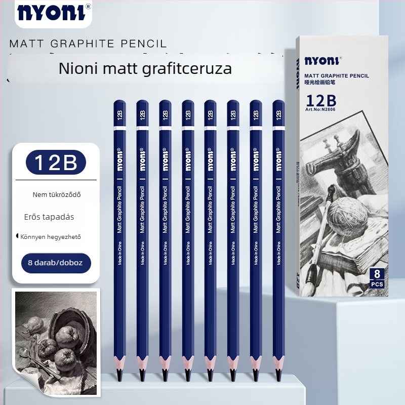 Nyoni matt rajzceruzák 2B skiccekhez, nem fényesek, HB, kevert 4B, sötét grafit