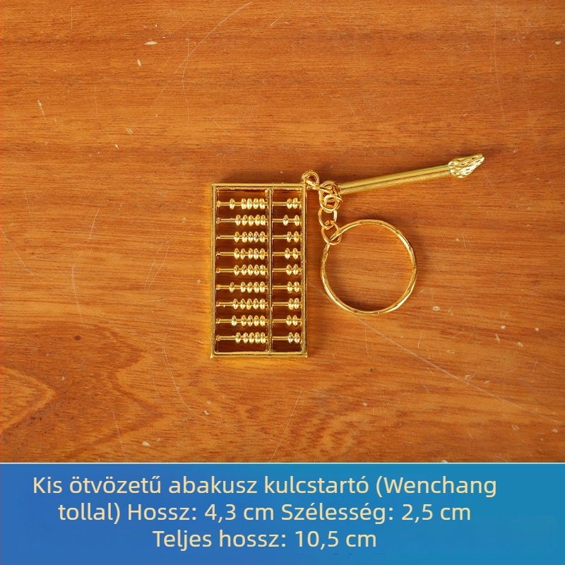 Abakus kulcstartó ötvözet, aranyozott bevonattal, utazási dísz