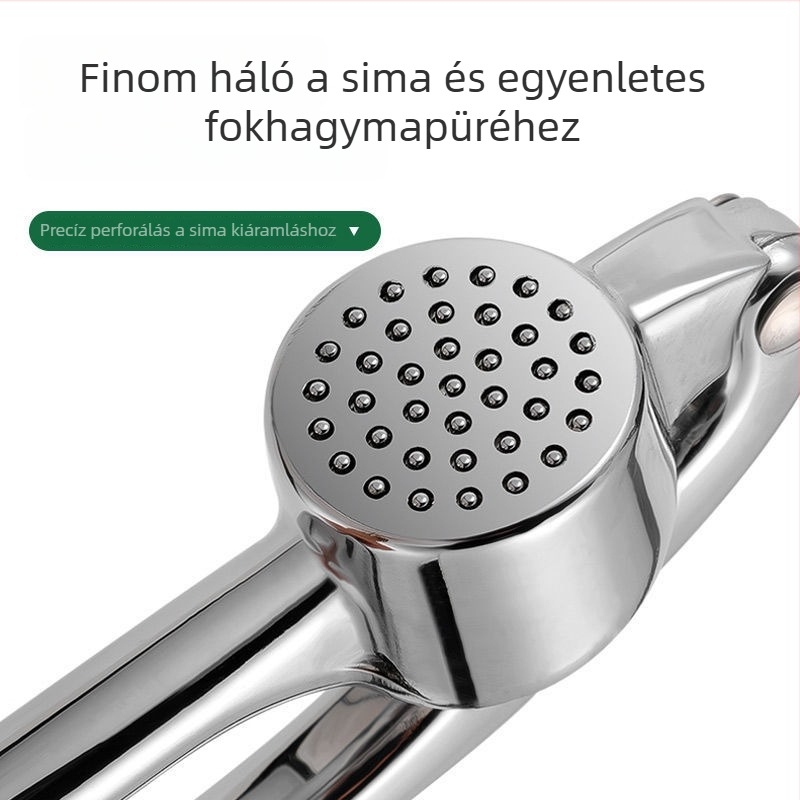 Kézi fokhagyma prés cinkötvözetből — héjmentesítés, zúzás és pürésítés, többfunkciós konyhai eszköz