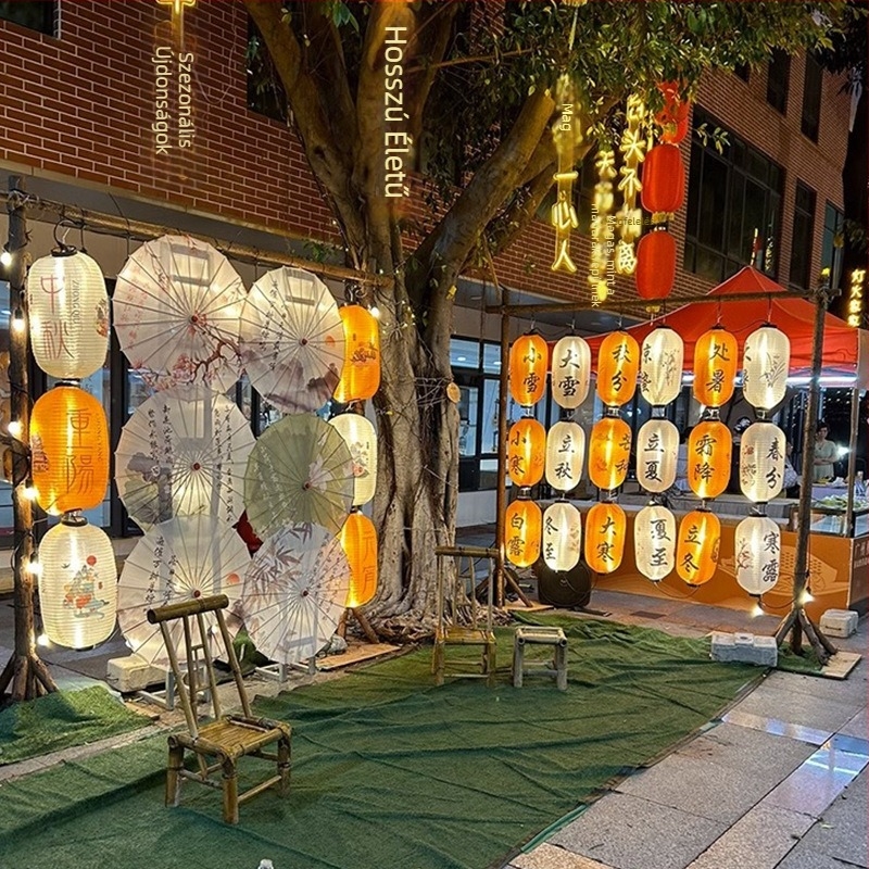 24 napidő-lámpa, japán kültéri vízálló dizájn, textil művészeti lámpa, összecsukható lámpa sushi bárhoz és izakaya-hoz
