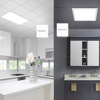 LED mennyezeti panel 300x300/300x600, konyha és fürdőszoba, antireflexiós sík panel
