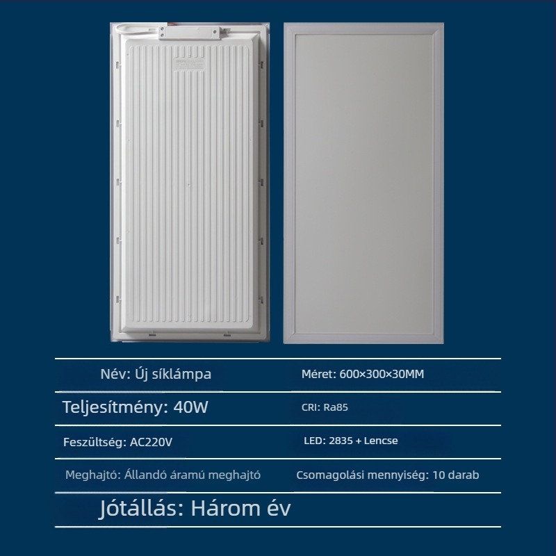 LED mennyezeti panel 300x300/300x600, konyha és fürdőszoba, antireflexiós sík panel