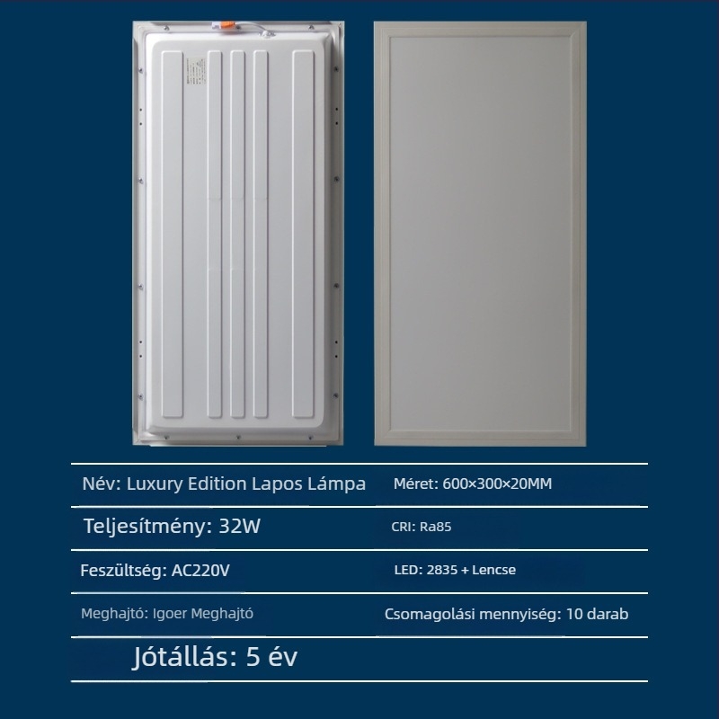 LED mennyezeti panel 300x300/300x600, konyha és fürdőszoba, antireflexiós sík panel
