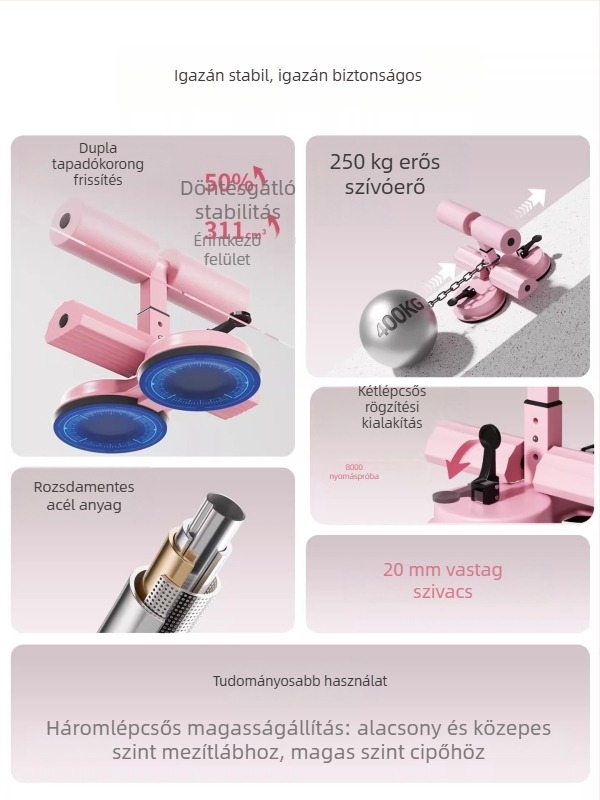 Hasizom-edző segédkészülék vákuumos alapú talppal és ellenálláserősítő pánttal