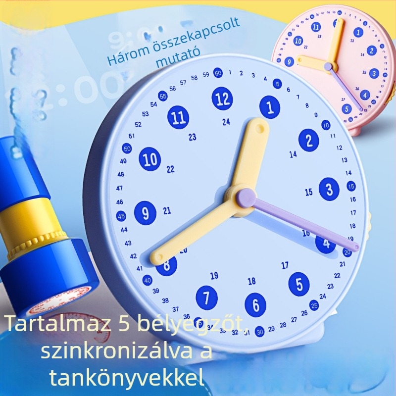 Óra modell oktatási segédeszköz az általános iskolában, 1–2. osztály, az idő tanulása