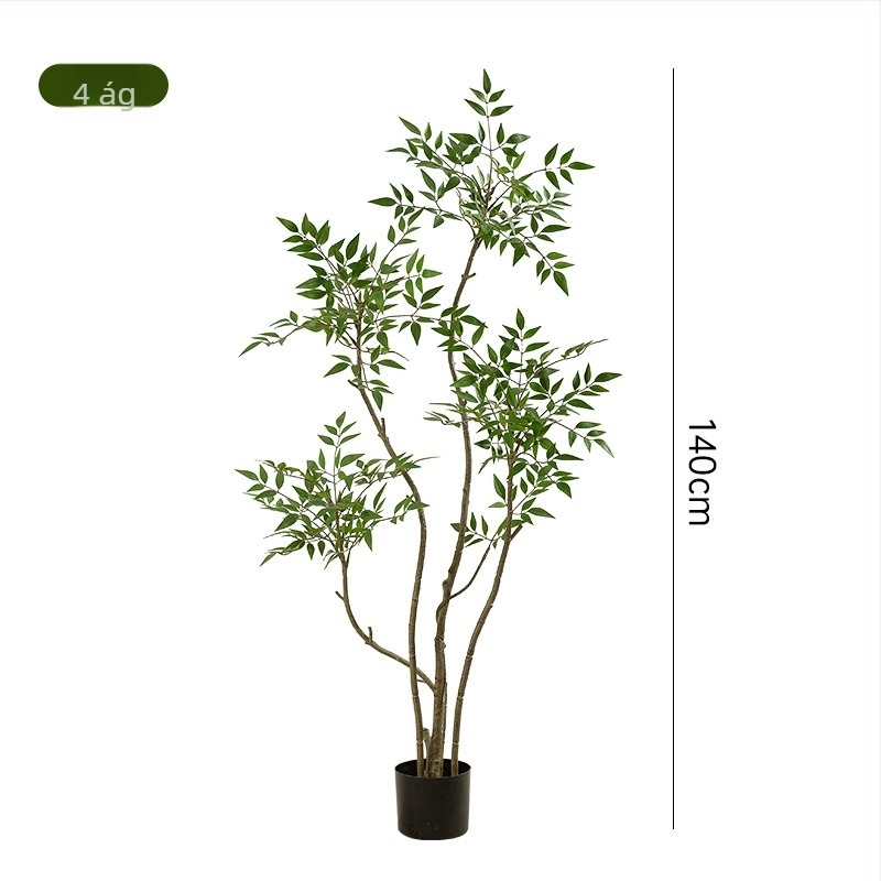 Nandina mesterséges növény, nagy padlón álló cserepes növény - beltéri dekoráció