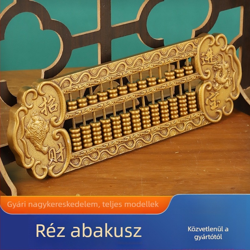 Sárgarézből készült abakusz – dekoratív darab otthonra és irodába, Ruyi-stílusú, geometriai fém dísz