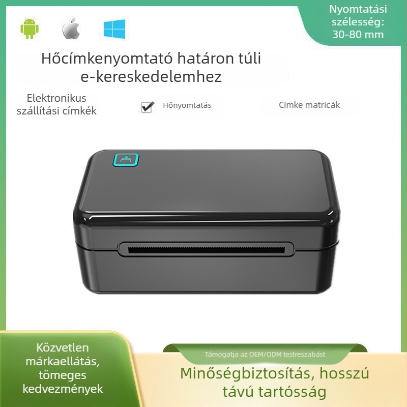 80 mm-es nyugtanyomtató, öntapadós 1D/2D vonalkódos termoszalagos nyomtató, Bluetooth címkenyomtató