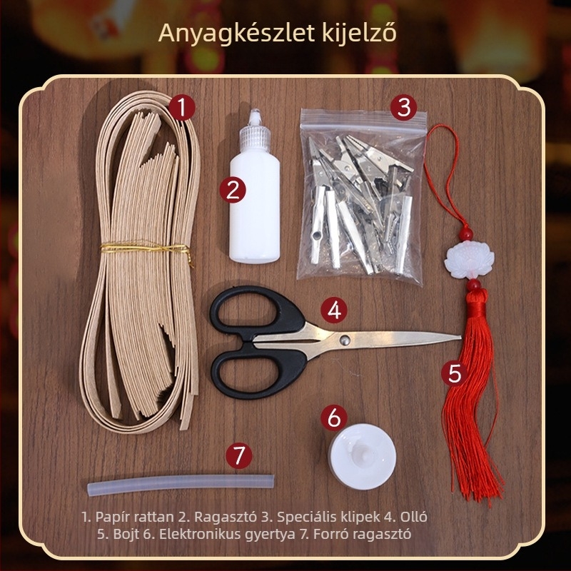 Rattanból készült papírlámpa – DIY készlet kínai ősi stílusú dekorációhoz, vetítéssel