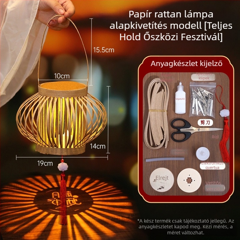 Rattanból készült papírlámpa – DIY készlet kínai ősi stílusú dekorációhoz, vetítéssel