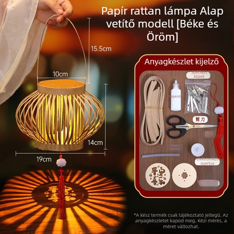 Rattanból készült papírlámpa – DIY készlet kínai ősi stílusú dekorációhoz, vetítéssel