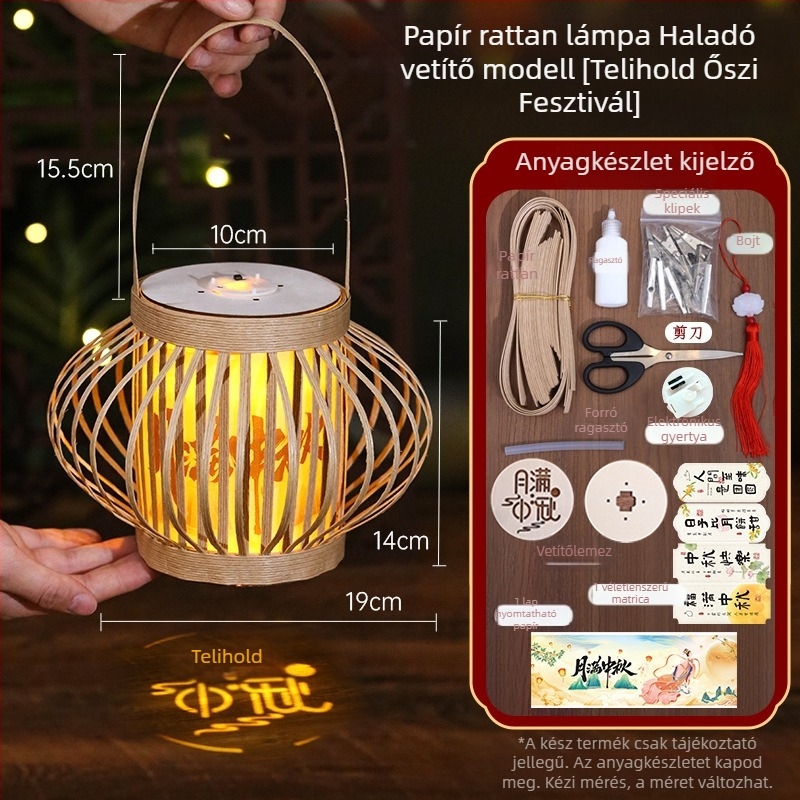 Rattanból készült papírlámpa – DIY készlet kínai ősi stílusú dekorációhoz, vetítéssel