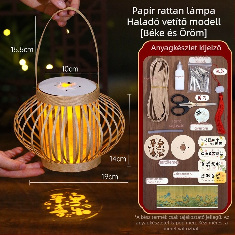Rattanból készült papírlámpa – DIY készlet kínai ősi stílusú dekorációhoz, vetítéssel