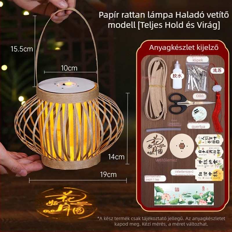 Rattanból készült papírlámpa – DIY készlet kínai ősi stílusú dekorációhoz, vetítéssel