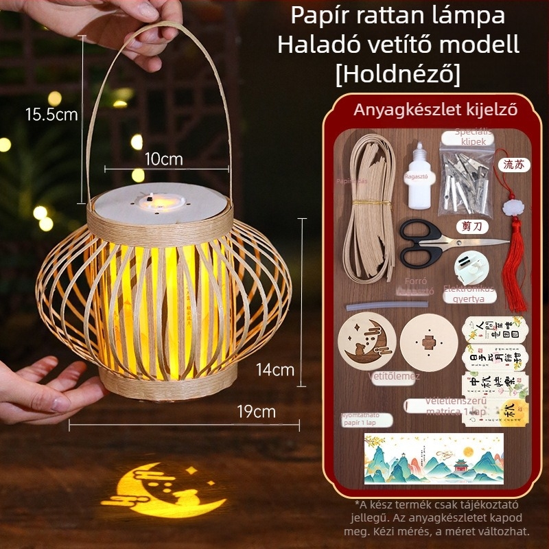 Rattanból készült papírlámpa – DIY készlet kínai ősi stílusú dekorációhoz, vetítéssel