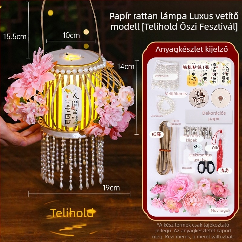 Rattanból készült papírlámpa – DIY készlet kínai ősi stílusú dekorációhoz, vetítéssel