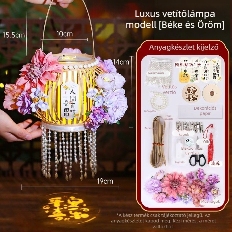 Rattanból készült papírlámpa – DIY készlet kínai ősi stílusú dekorációhoz, vetítéssel