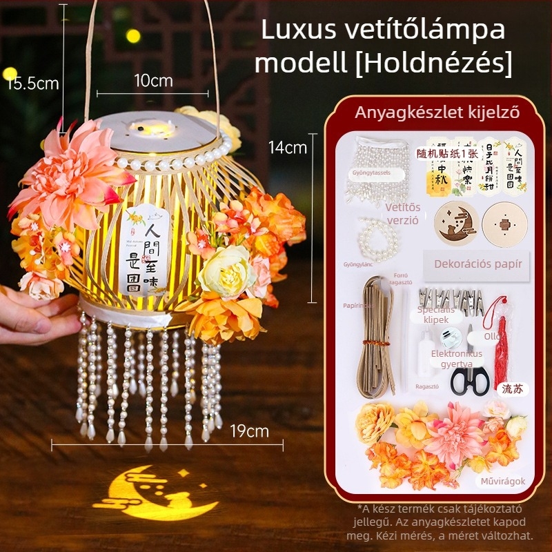 Rattanból készült papírlámpa – DIY készlet kínai ősi stílusú dekorációhoz, vetítéssel