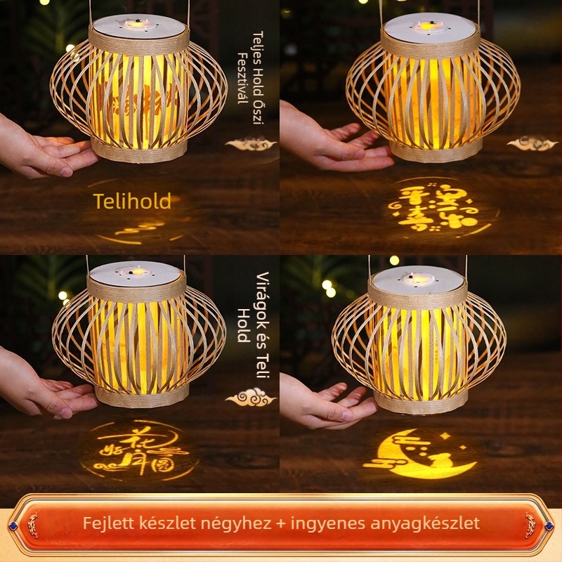 Rattanból készült papírlámpa – DIY készlet kínai ősi stílusú dekorációhoz, vetítéssel