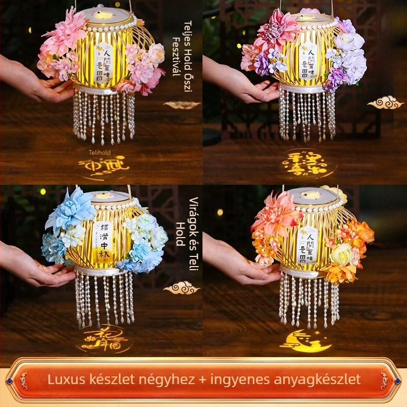 Rattanból készült papírlámpa – DIY készlet kínai ősi stílusú dekorációhoz, vetítéssel