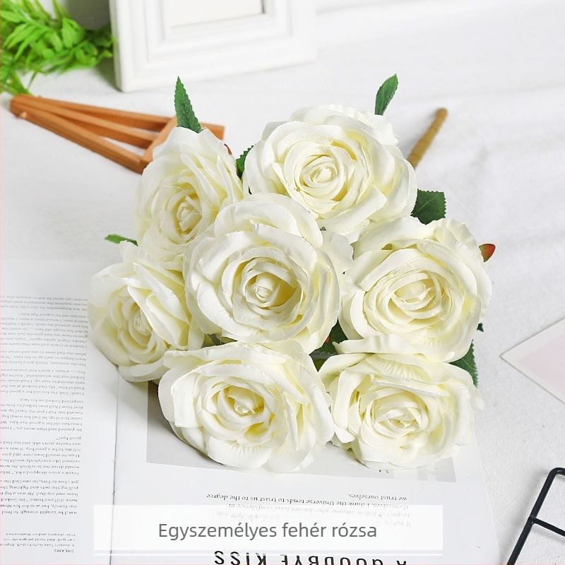 Nagy kör szatén rózsa művirág nappali dekorációhoz, csokor és faldekoráció esküvőkhöz