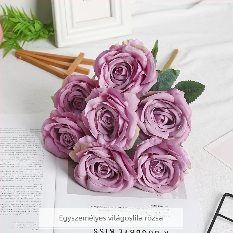 Nagy kör szatén rózsa művirág nappali dekorációhoz, csokor és faldekoráció esküvőkhöz