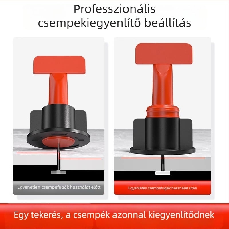 Padlólapokhoz szánt csempe szintező eszköz kereszt alakú klipekkel és acél tűkkel