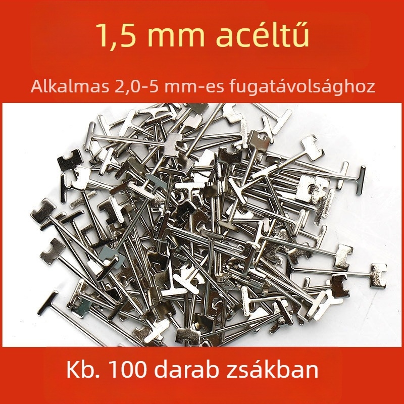Padlólapokhoz szánt csempe szintező eszköz kereszt alakú klipekkel és acél tűkkel