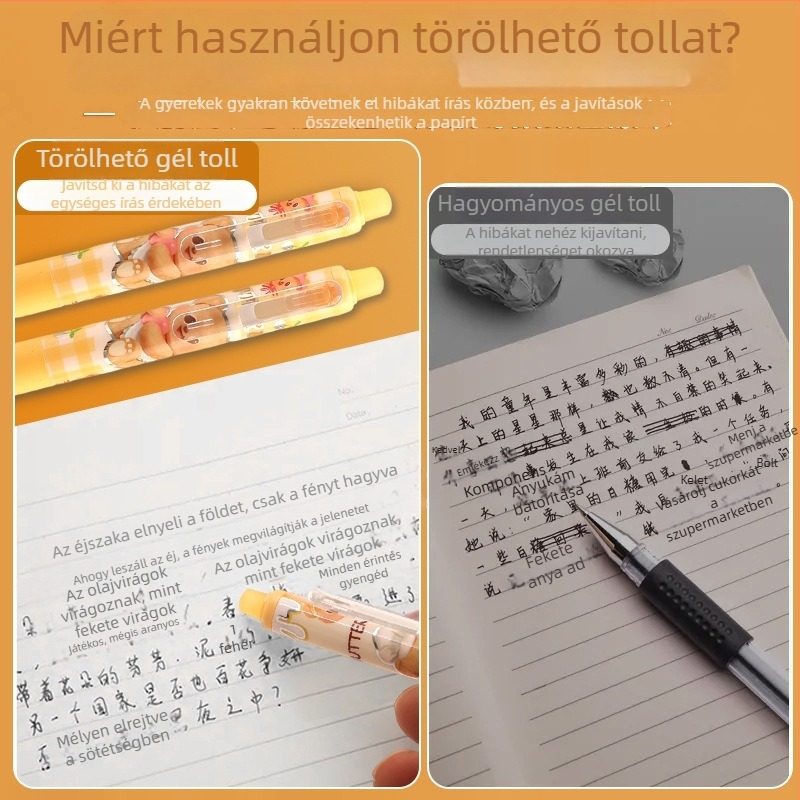 0,5 mm kristálykék visszahúzható radírozható golyóstoll – gyorsan száradó írás vizsgákhoz