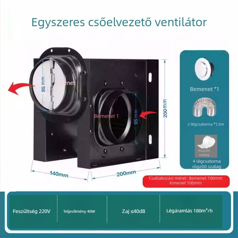 1–2 kiáramló ventilátor, hotel-specifikus, halk fürdőszobai osztott csatornás ventilátor