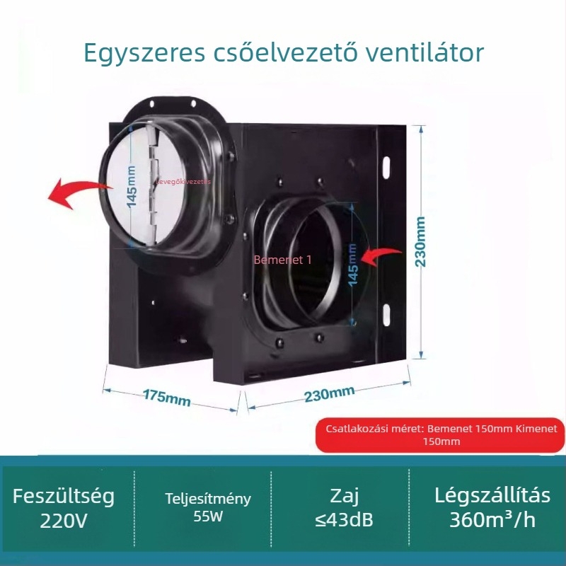 1–2 kiáramló ventilátor, hotel-specifikus, halk fürdőszobai osztott csatornás ventilátor