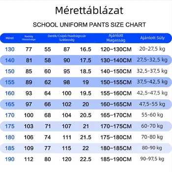Flízzel bélelt sötétkék iskolai nadrág, egy csíkkal, uniszex, lazán szabott egyenes szárú, általános iskolától középiskoláig