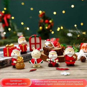 Karácsonyi díszek — aranyos kézzel készített díszek: Mikulás, rénszarvas, karácsonyfa, asztali dekoráció gyantából