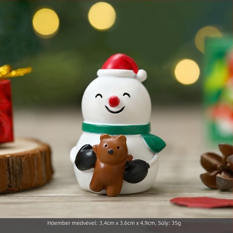 Karácsonyi díszek — aranyos kézzel készített díszek: Mikulás, rénszarvas, karácsonyfa, asztali dekoráció gyantából