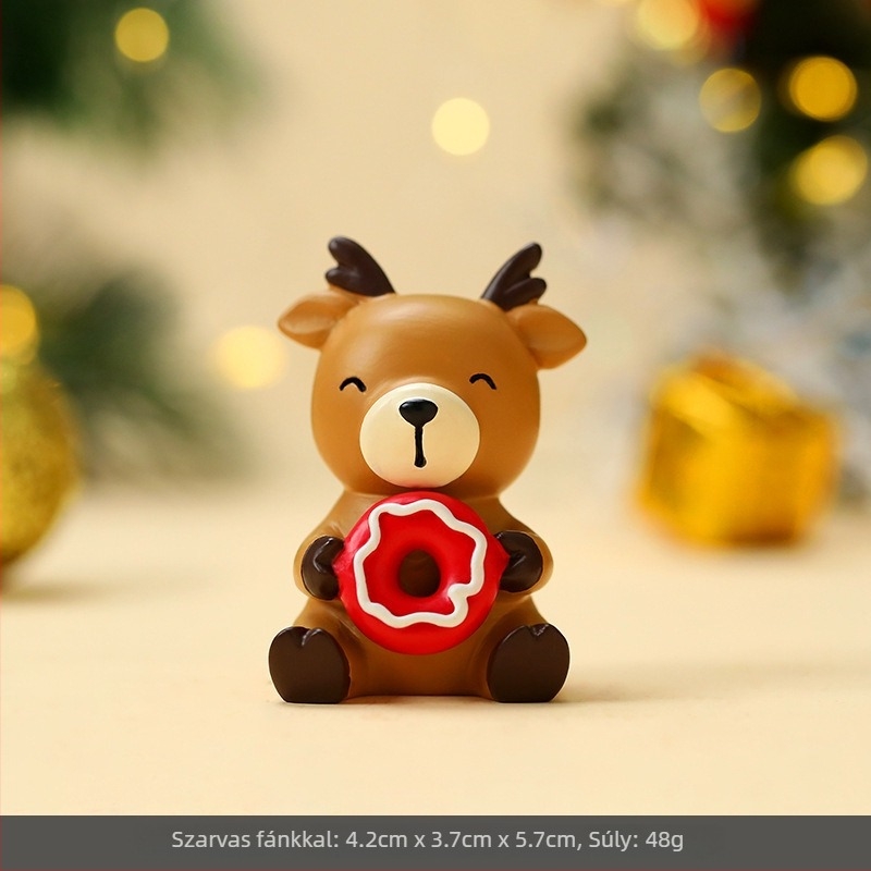 Karácsonyi díszek — aranyos kézzel készített díszek: Mikulás, rénszarvas, karácsonyfa, asztali dekoráció gyantából