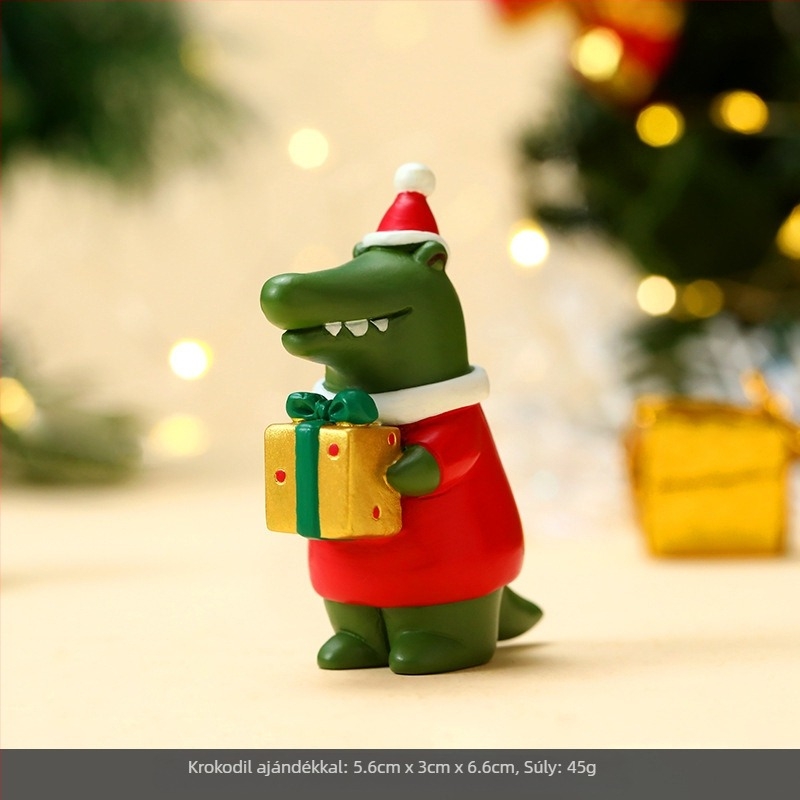 Karácsonyi díszek — aranyos kézzel készített díszek: Mikulás, rénszarvas, karácsonyfa, asztali dekoráció gyantából