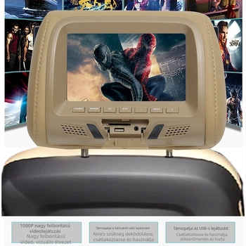 7 hüvelykes autófejtámla-monitor MP5 SD-kártya támogatás, LCD HD kijelző