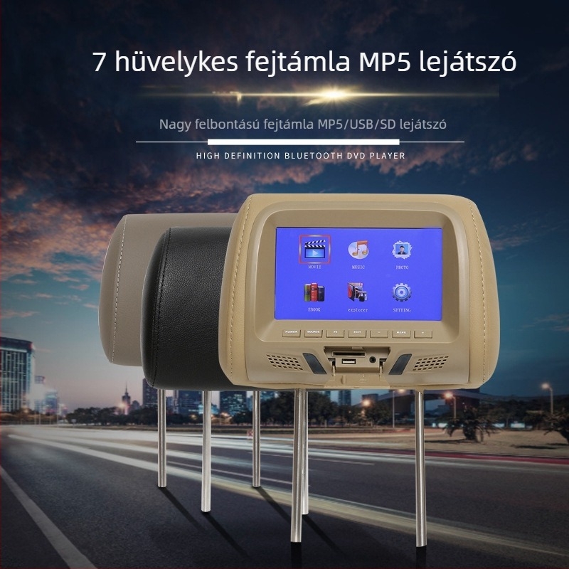 7 hüvelykes autófejtámla-monitor MP5 SD-kártya támogatás, LCD HD kijelző