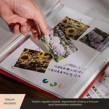 Esküvői fotóalbum vászonborítással, öntapadós oldalakkal, kézzel készített emlékalbum, 50 oldal