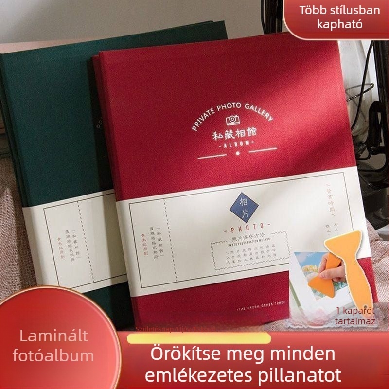 Esküvői fotóalbum vászonborítással, öntapadós oldalakkal, kézzel készített emlékalbum, 50 oldal