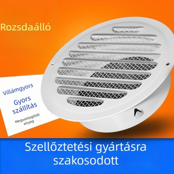 Rozsdamentes acél szellőző sapka lamellákkal, esőálló kimeneti sapka, egy rétegű rács, friss levegő sapka