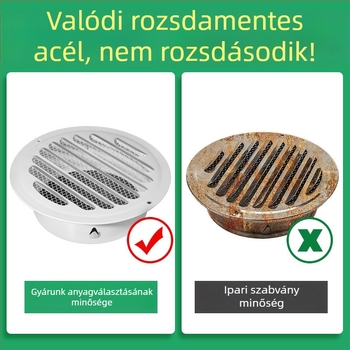 Rozsdamentes acél szellőző sapka lamellákkal, esőálló kimeneti sapka, egy rétegű rács, friss levegő sapka